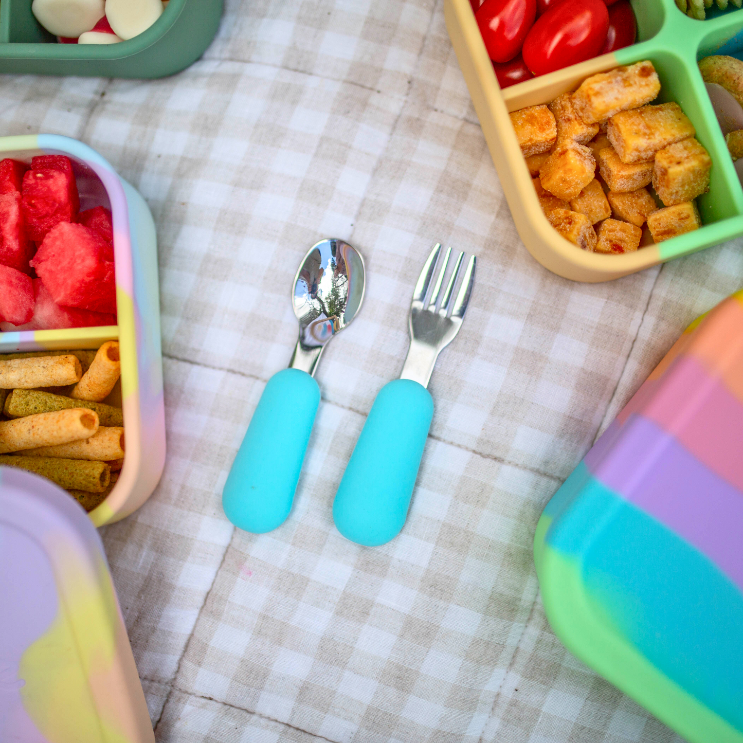 Aqua Spoon and Fork Set